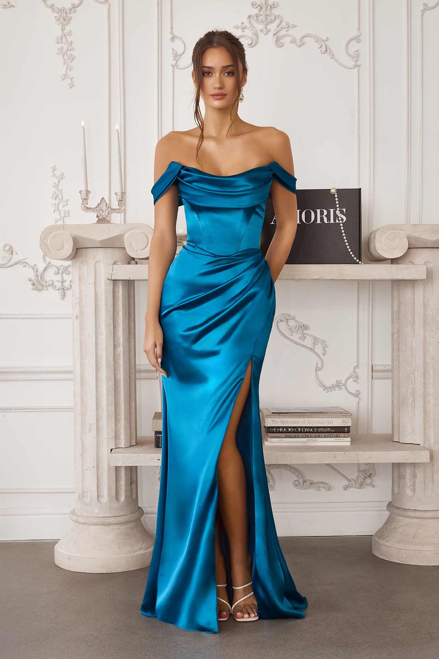 Stretch Satin Floor Length Fitted Gown