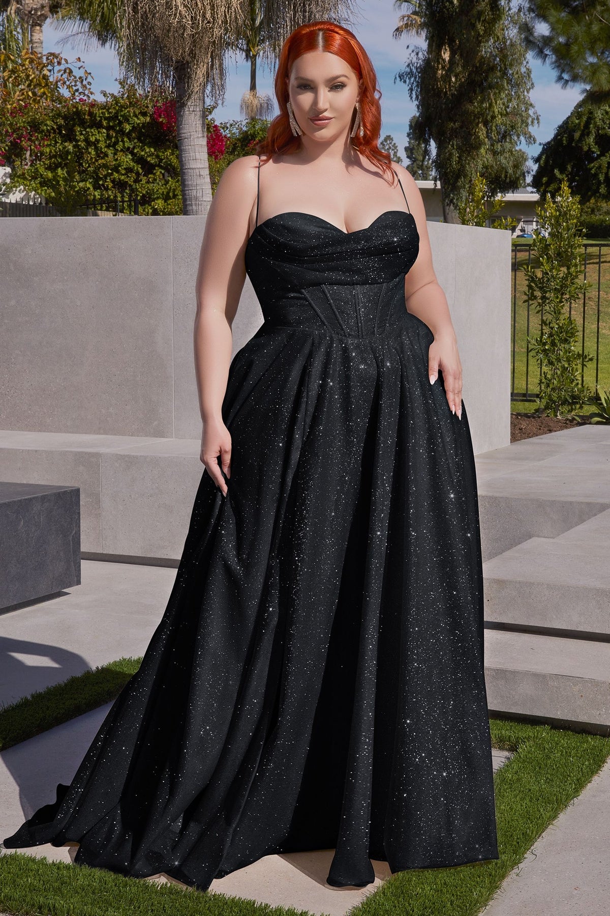 Curvy Glitter A-Line Gown