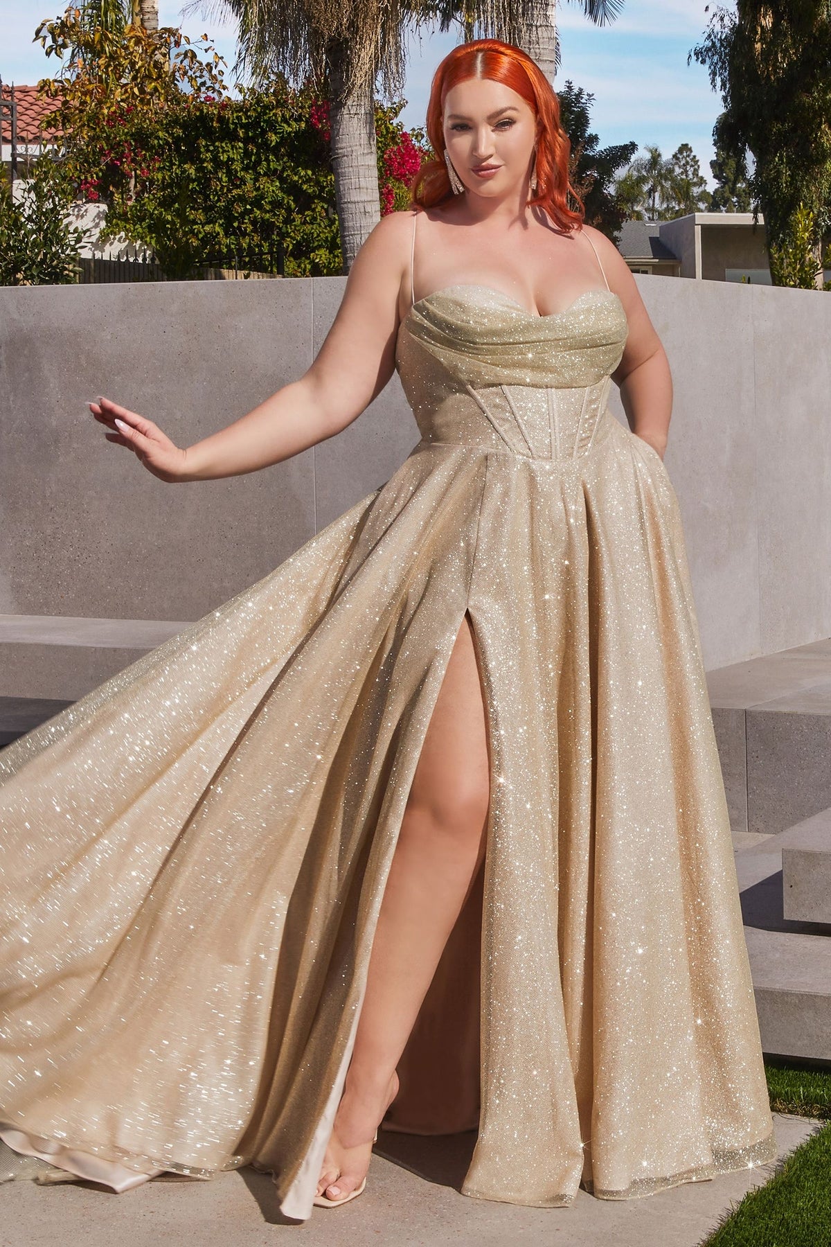 Curvy Glitter A-Line Gown