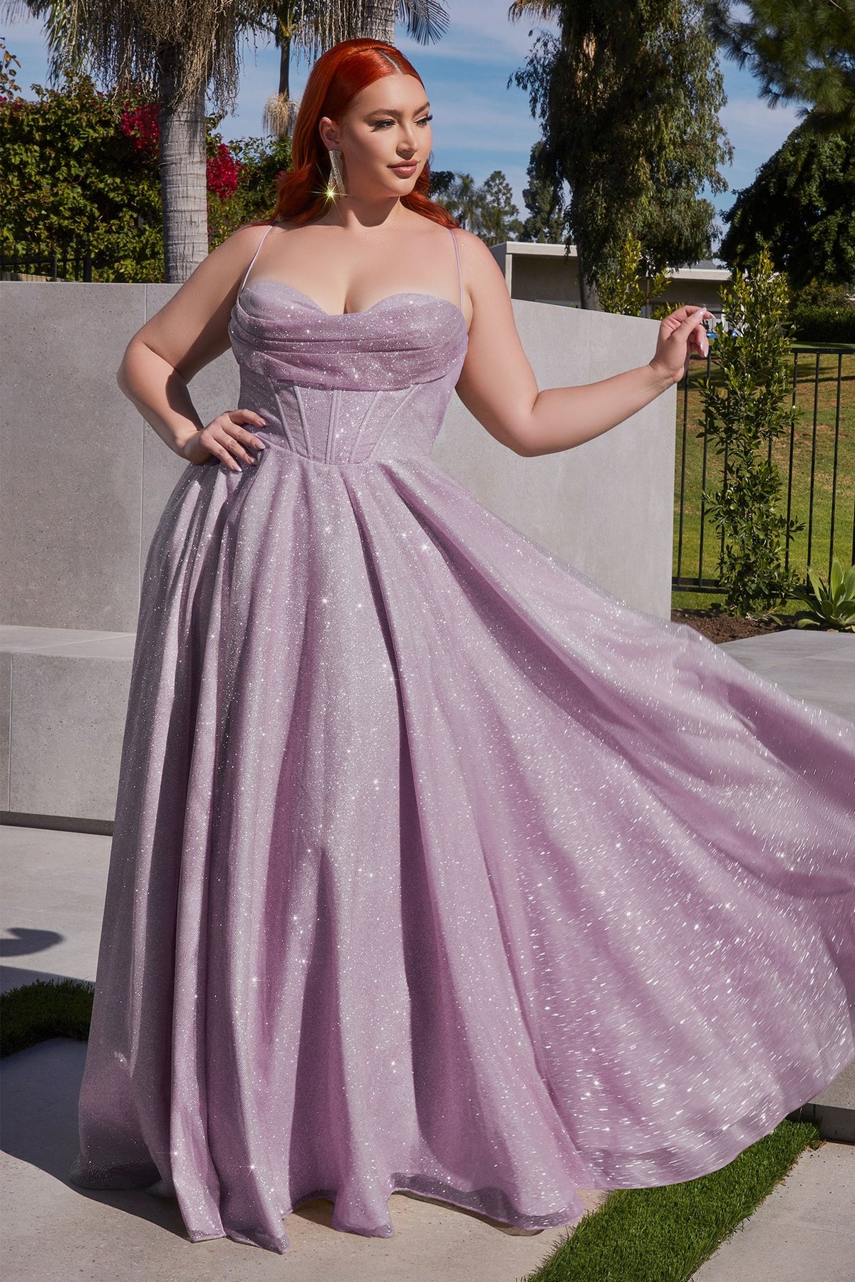Curvy Glitter A-Line Gown