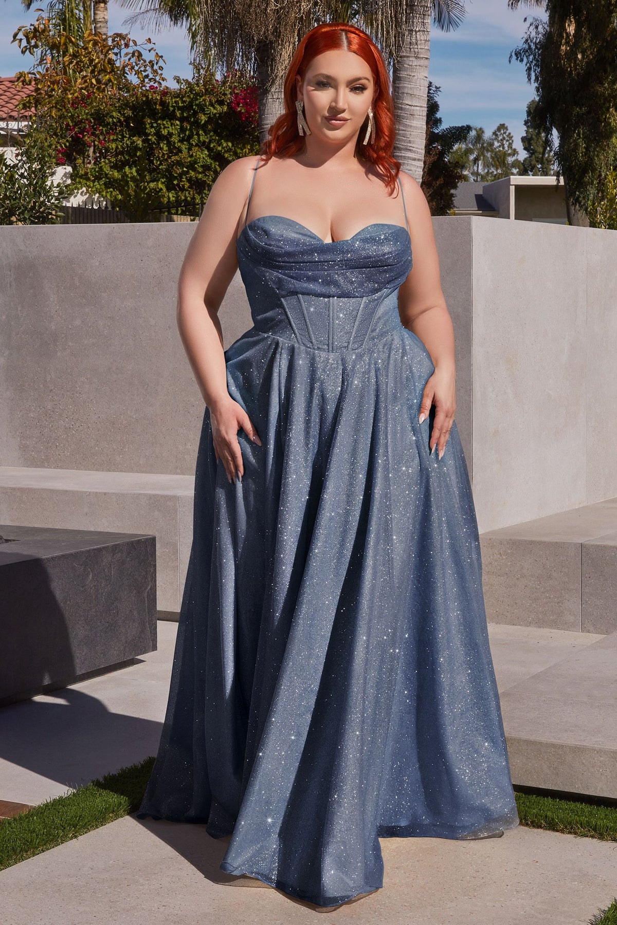 Curvy Glitter A-Line Gown