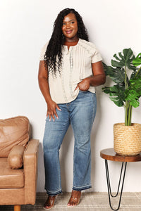 Double Take Crochet Buttoned Short Sleeves Top-3