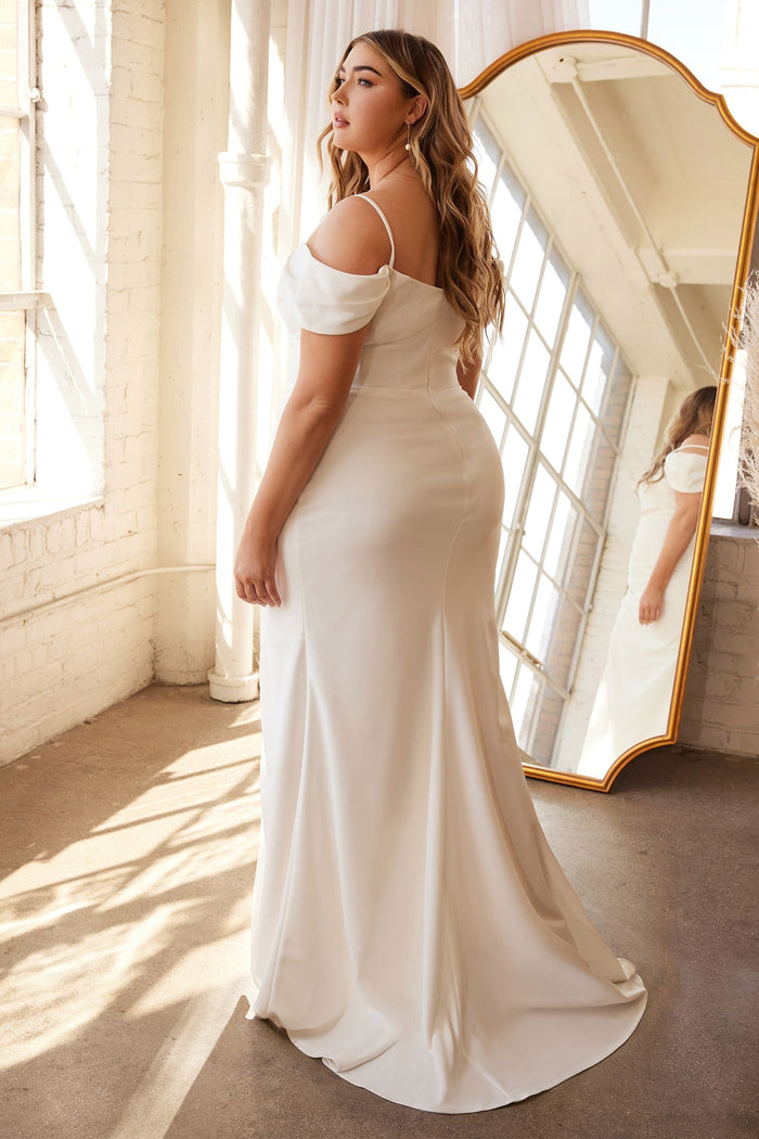 Curvy Off The Shoulder Crepe Wedding Gown
