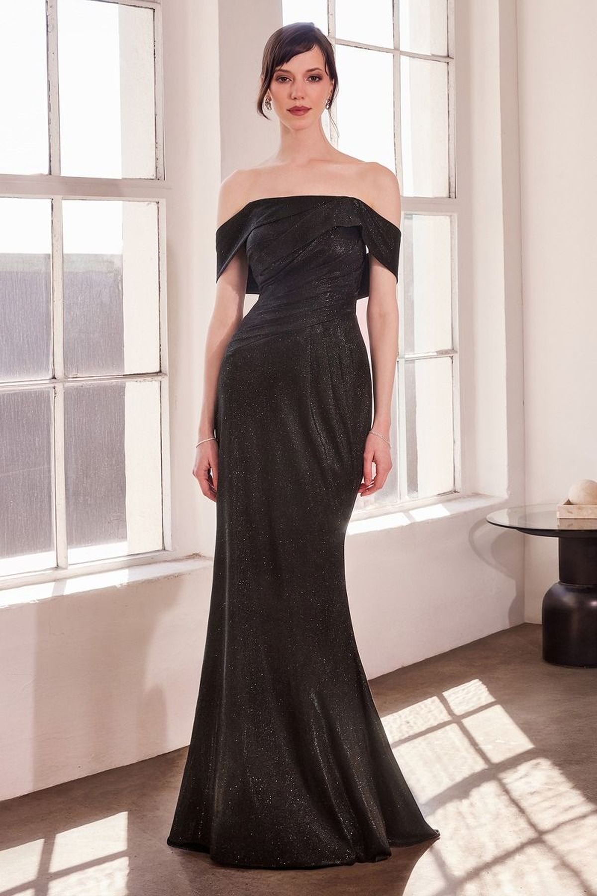 Off Shoulder Classic Modest Fitted Gown