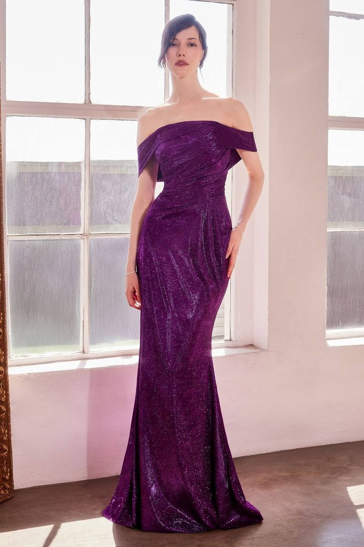Off Shoulder Classic Modest Fitted Gown