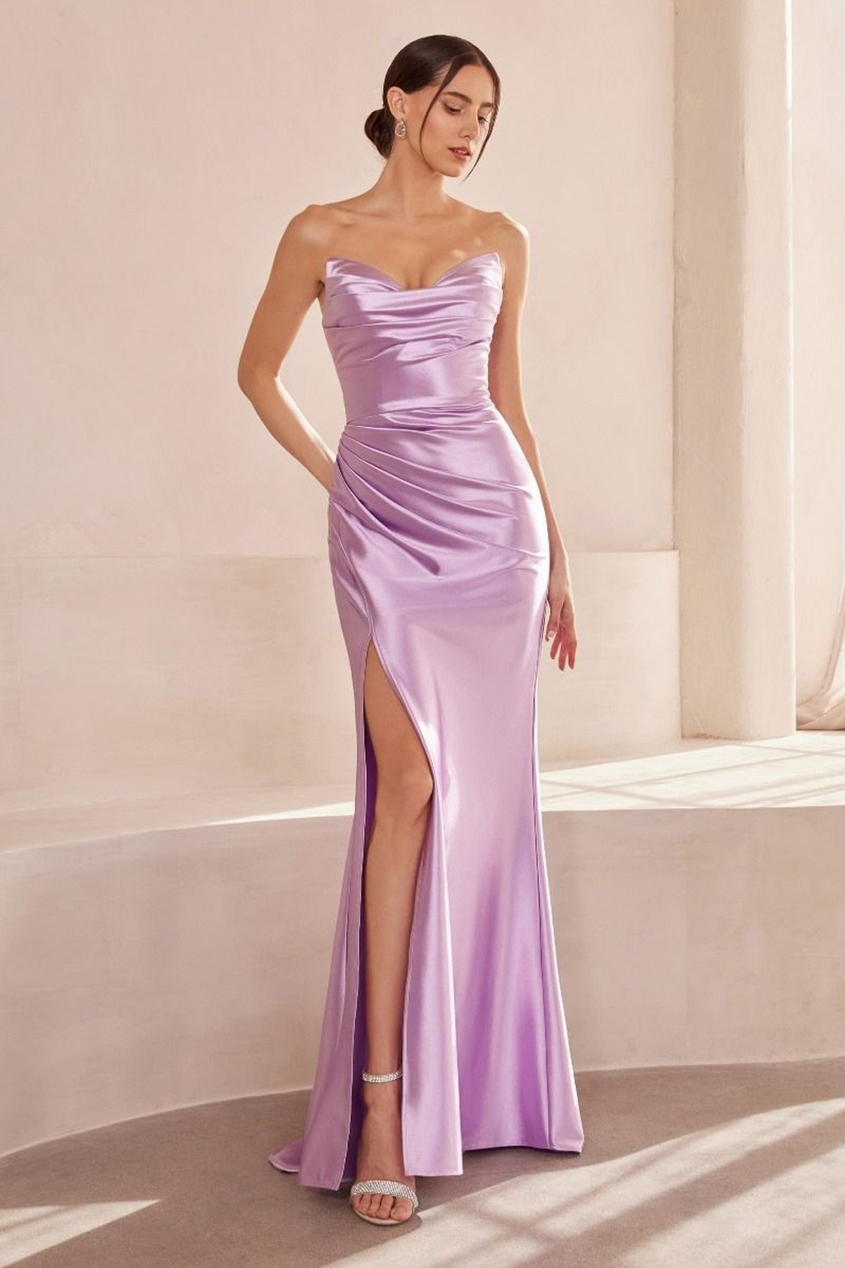 Off The Shoulder Fitted Strapless Gown