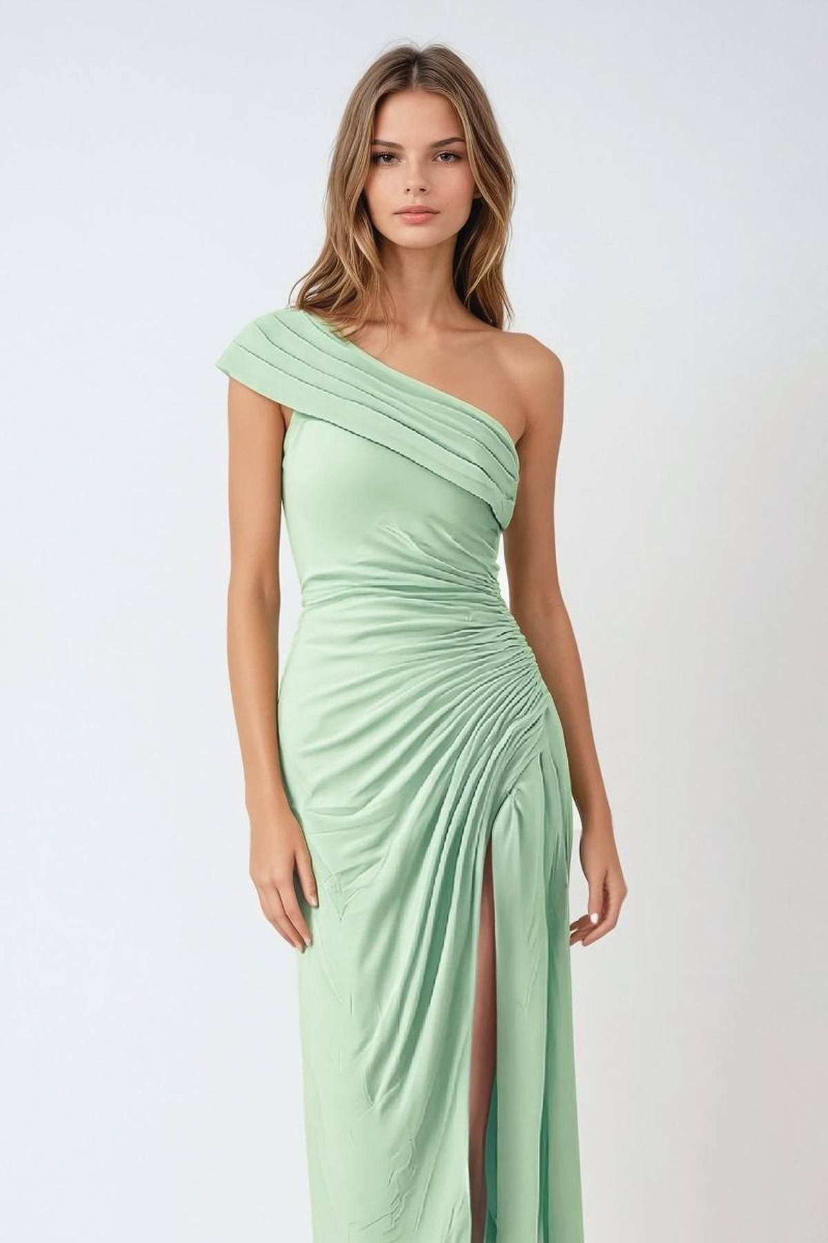 Knee Length One Shoulder Chiffon Dress