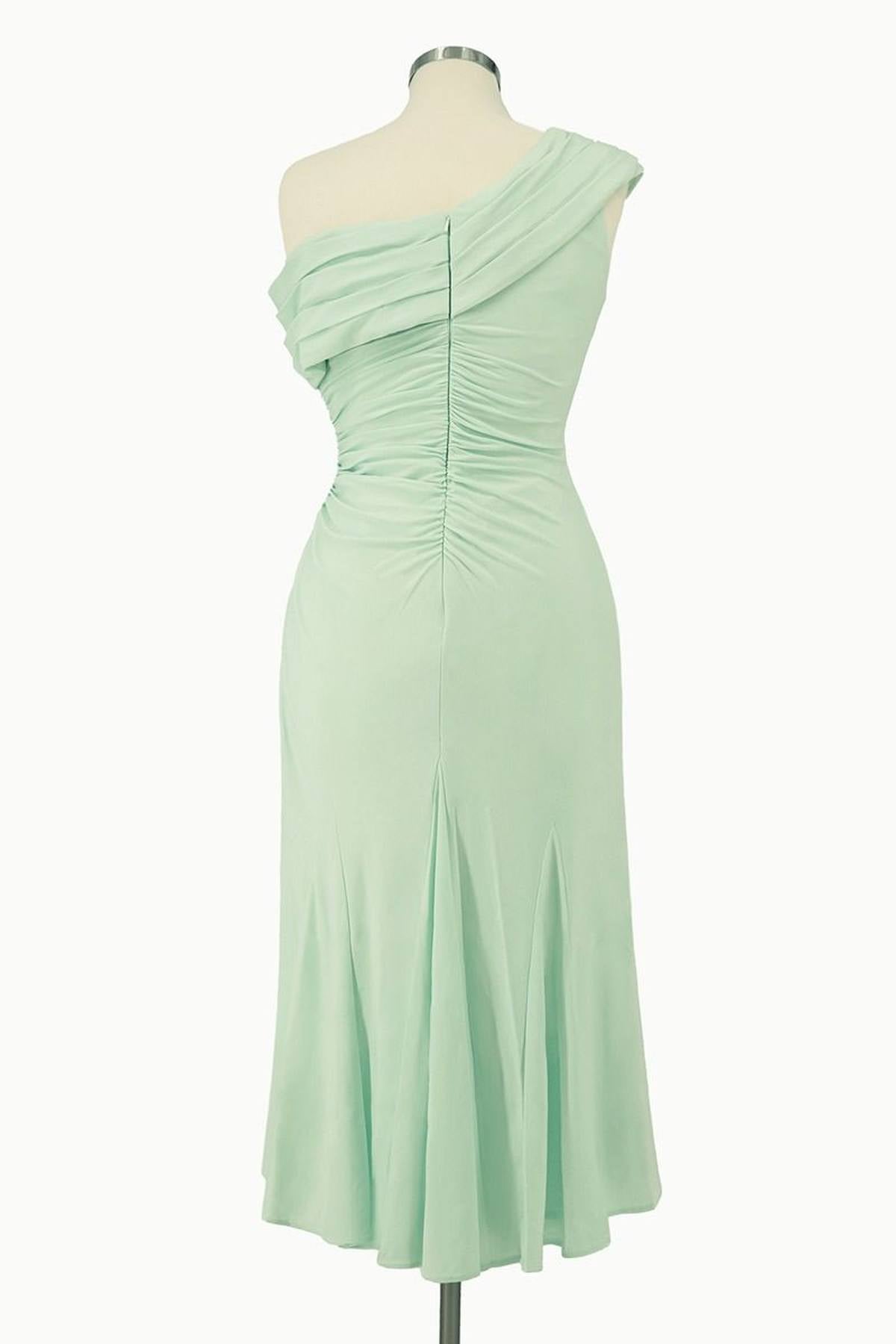 Knee Length One Shoulder Chiffon Dress