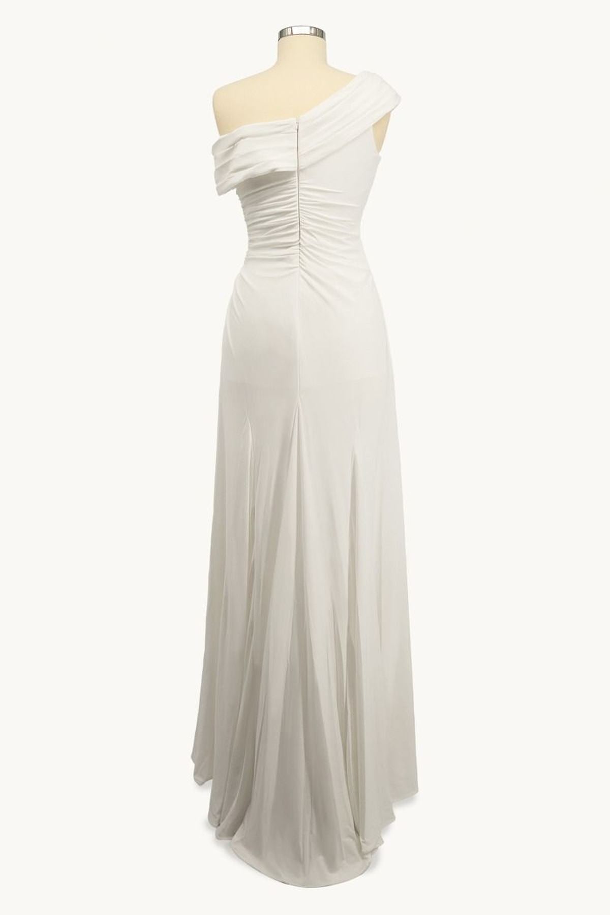 One Sleeve Off Shoulder Fitted Gown